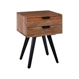 Κομοδίνο Anko ΕΑ7078 47x35x65cm Black Natural Μέταλλο,Ξύλο