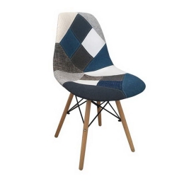 Καρέκλα Art Wood ΕΜ123,83 47x52x84cm Blue-Multi Σετ 4τμχ Ξύλο,Πολυπροπυλένιο