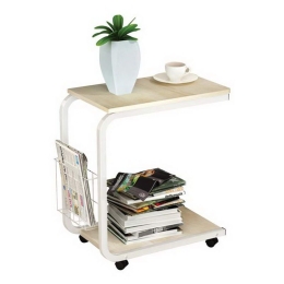 Τραπεζάκι Σαλονιού Βοηθητικό Lap ΕΜ47,1 51x30x56cm White-Maple Melamine, Metal