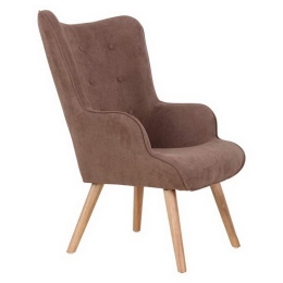 Πολυθρόνα - Μπερζέρα Maron Button ΕΜ143,1 69x76x97cm Natural-Dark Brown Ξύλο,Ύφασμα