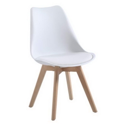 Καρέκλα Martin ΕΜ136,10W 48x56x82cm White Σετ 4τμχ Wood, Polypropylene
