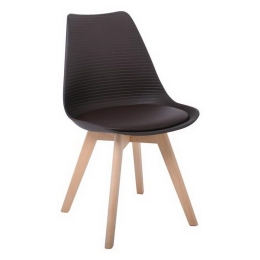 Καρέκλα Martin Stripe ΕΜ136,01S 49x56x82cm Brown Σετ 4τμχ Ξύλο,Πολυπροπυλένιο