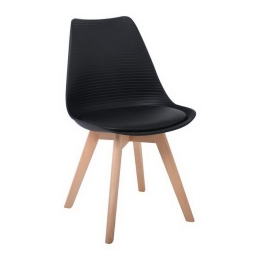 Καρέκλα Martin Stripe ΕΜ136,24S 49x56x82cm Black Σετ 4τμχ Ξύλο,Πολυπροπυλένιο