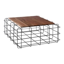 Τραπεζάκι Σαλονιού Sorrel ΕΑ7079 80x80x35cm Black Natural Μέταλλο,Ξύλο