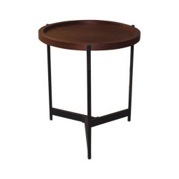 Τραπεζάκι Σαλονιού Toss ΕΜ9609,1 D.50 H.54cm Black-Walnut Mdf,Μέταλλο