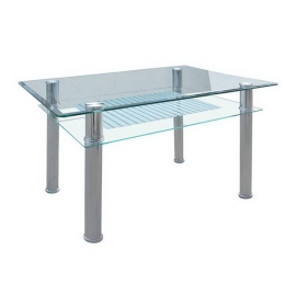Τραπέζι Veron ΕΜ701 90x60x75cm Silver-Clear Ατσάλι,Γυαλί