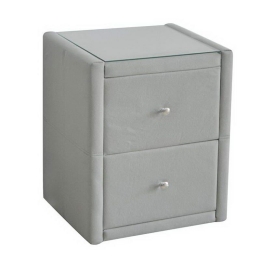 Κομοδίνο Wilton Ε8057,F1 46x41x57cm Grey Stone Γυαλί-Ύφασμα