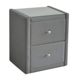 Κομοδίνο Wilton Ε8057,F2 46x41x57cm Grey Γυαλί-Ύφασμα