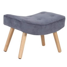 Σκαμπό - Υποπόδιο Alma Ε7141,51 52x38x35cm Natural-Light Blue Βελούδο, Ξύλο