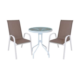 Τραπεζαρία Σετ 3Τμχ Rio Ε270,2S Φ60x70cm White-Cappuccino 2 Θέσεων