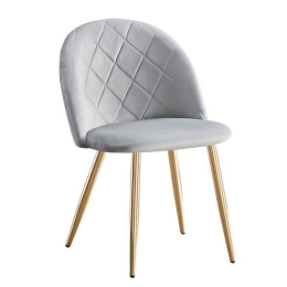 Καρέκλα Bella ΕΜ759,2G 50x56x80cm (Σετ 4τμχ) Gold - Grey Μέταλλο,Ύφασμα