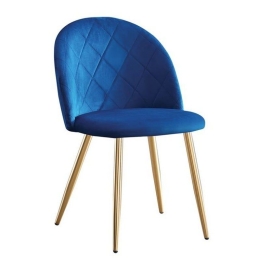 Καρέκλα Bella ΕΜ759,3G 50x56x80cm (Σετ 4τμχ) Gold - Blue Μέταλλο,Ύφασμα