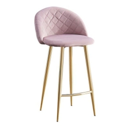 Σκαμπό Bar Bella Με Πλάτη ΕΜ758,1G 48x52x70/94cm (Σετ 4τμχ) Gold - Dirty Pink Μέταλλο,Ύφασμα
