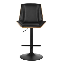 Σκαμπό Bar Numan ΕΜ104,2 Με Πλάτη 52x50x62/96-83/117cm Walnut - ΡU Black Μέταλλο,Τεχνόδερμα