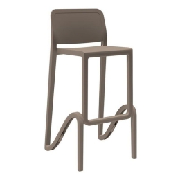 Σκαμπό Bar Με Πλάτη Giano 46x47x75/100cm (Σετ 4τμχ) Tortora Πολυπροπυλένιο