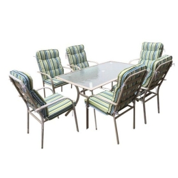Τραπεζαρία Κήπου Astor Ε5151,S2 (Σετ 7τμχ) 150x90x75 60x77x104 Ecru 6 Θέσεων