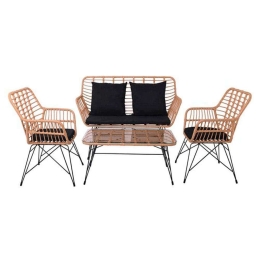 Σαλόνι Κήπου Salsa (Σετ 4Τμχ) Ε285,S 106x55x45/147x70x105/65x67x96cm Natural-Black 4 Θέσεων