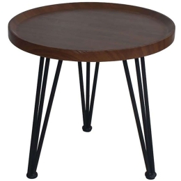 Τραπεζάκι Βοηθητικό Matrix ΕΜ9602,2 Φ50x46cm Walnut-Black