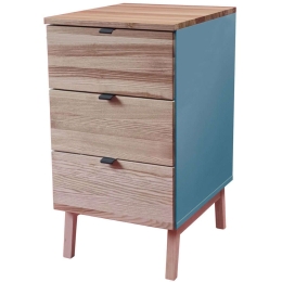 Συρταριέρα Γραφείου Luka 3 LUKAWTDNAT13 41x50x75cm Natural-Light Blue