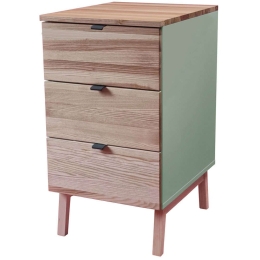 Συρταριέρα Γραφείου Luka 3 LUKAWTDNAT17 41x50x75cm Natural-Sage Green