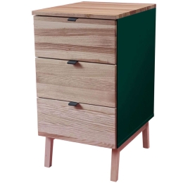 Συρταριέρα Γραφείου Luka 3 LUKAWTDNAT10 41x50x75cm Natural-Sea Green