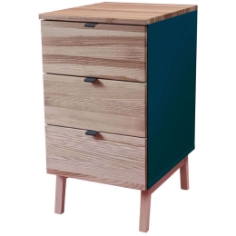 Συρταριέρα Γραφείου Luka 3 LUKAWTDNAT14 41x50x75cm Natural-Petrol Blue