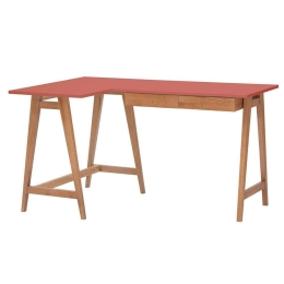 Γραφείο Luka Αριστερή Γωνία LUKALOFOAK16 135x50x75cm Oak-Dark Coral