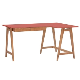 Γραφείο Luka Δεξιά Γωνία LUKAROFOAK16 135x50x75cm Oak-Dark Coral