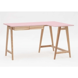 Γραφείο Luka Δεξιά Γωνία LUKAROFASH9 135x50x75cm Natural-Pink