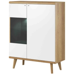 Βιτρίνα Riviera II 17103-PR Natural-White 90X134X40 cm Μελαμίνη,Γυαλί