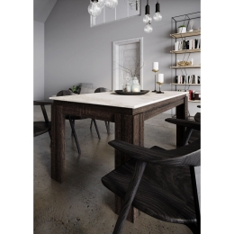 ΤΡΑΠΕΖΑΡΙΑ VIKI WENGE-ΛΕΥΚΟ ΜΕ ΕΦΕ ΜΑΡΜΑΡΟ 137X90X75CM