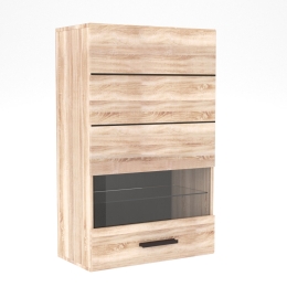 ΒΙΤΡΙΝΑ SOLO ΜΟΝΟΦΥΛΛΗ 65X35X109 SONOMA ΜΕ ΛΕΠΤΟΜΕΡΕΙΕΣ WENGE ΚΑΙ MDF ΚΑΜΠΥΛΩΤΟ ΤΕΛΕΙΩΜΑ