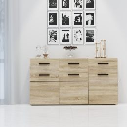 ΜΠΟΥΦΕΣ SOLO 150X41X82CM SONOMA ΜΕ WENGE ΚΑΙ MDF ΚΑΜΠΥΛΩΤΟ ΤΕΛΕΙΩΜΑ ΣΤΙΣ ΠΟΡΤΕΣ