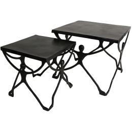 ΤΡΑΠΕΖΑΚΙ ARTELIBRE ΑΝΘΡΩΠΟΙ ΜΑΥΡΟ ΑΛΟΥΜΙΝΙΟ 58X58X49CM ΣΕΤ 2ΤΜΧ