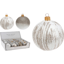 ΜΠΑΛΑ ΜΕ GLITTER ΛΕΥΚΟ/ΧΡΥΣΟ ΓΥΑΛΙ Φ8CM ΣΕ 2 ΑΠΟΧΡΩΣΕΙΣ