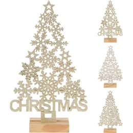 ΔΕΝΤΡΟ ΜΕ GLITTER ΣΕ ΒΑΣΗ ΧΡΥΣΟ ΞΥΛΟ 14X4X23CM ΣΕ 3 ΣΧΕΔΙΑ