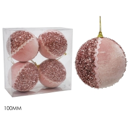 ΜΠΑΛΑ ΜΕ GLITTER ΡΟΖ ΒΕΛΟΥΔΟ Φ10CM ΣΕΤ 4ΤΜΧ