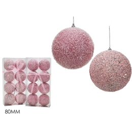 ΜΠΑΛΑ ΜΕ GLITTER ΡΟΖ Φ8CM ΣΕΤ 8ΤΜΧ ΣΕ 2 ΣΧΕΔΙΑ