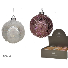 ΜΠΑΛΑ ΜΕ GLITTER ΡΟΖ/ΔΙΑΦΑΝΟ ΓΥΑΛΙ Φ8CM ΣΕ 2 ΧΡΩΜΑΤΑ
