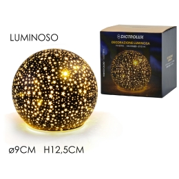 ΜΠΑΛΑ ΦΩΤΙΖΟΜΕΝΗ ΜΕ MICRO LED ΜΠΑΤΑΡΙΑΣ ΜΑΥΡΟ/ΧΡΥΣΟ ΓΥΑΛΙ Φ9X12.5CM