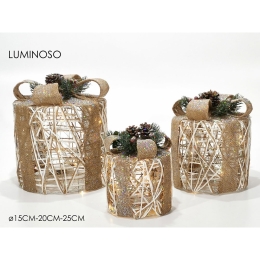 ΚΟΥΤΙ ΦΩΤΙΖΟΜΕΝΟ 70 MICRO LED RATTAN 15/20/25CM ΣΕΤ 3ΤΜΧ