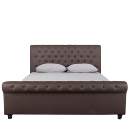 ΚΡΕΒΑΤΙ ARTELIBRE GERANIUM ΣΚΟΥΡΟ ΚΑΦΕ PU 237X170X109CM