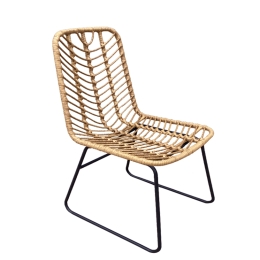 ΚΑΡΕΚΛΑ ΚΗΠΟΥ ARTELIBRE OSASCO ΦΥΣΙΚΟ/ΜΑΥΡΟ ΜΕΤΑΛΛΟ/RATTAN 63X47X87CM