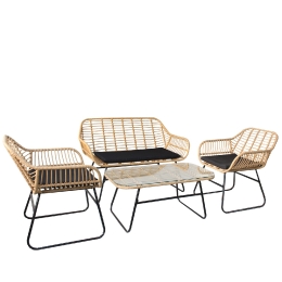 ΣΕΤ ΣΑΛΟΝΙ ΚΗΠΟΥ ARTELIBRE BOGOTA ΦΥΣΙΚΟ/ΜΑΥΡΟ ΜΕΤΑΛΛΟ/RATTAN 2Θ. ΚΑΝΑΠΕΣ+2 ΠΟΛΥΘΡΟΝΕΣ+ΤΡΑΠΕΖΑΚΙ