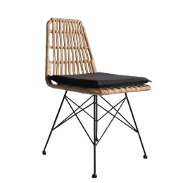 ΚΑΡΕΚΛΑ ΚΗΠΟΥ ARTELIBRE ALFONSE ΦΥΣΙΚΟ/ΜΑΥΡΟ ΜΕΤΑΛΛΟ/RATTAN 47X62X81CM