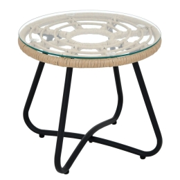 ΤΡΑΠΕΖΙ ΚΗΠΟΥ ARTELIBRE HOWARD ΦΥΣΙΚΟ/ΜΑΥΡΟ ΜΕΤΑΛΛΟ/RATTAN Φ45X40CM