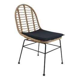 ΚΑΡΕΚΛΑ ΚΗΠΟΥ ARTELIBRE ACCIUS ΦΥΣΙΚΟ/ΜΑΥΡΟ ΜΕΤΑΛΛΟ/RATTAN 49X56X84CM