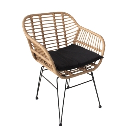 ΚΑΡΕΚΛΑ ΚΗΠΟΥ ARTELIBRE ACTORIUS ΦΥΣΙΚΟ/ΜΑΥΡΟ ΜΕΤΑΛΛΟ/RATTAN 57X53X81CM