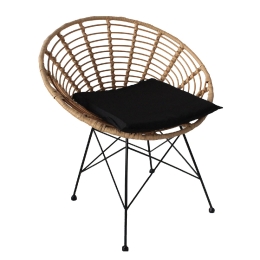 ΚΑΡΕΚΛΑ ΚΗΠΟΥ ARTELIBRE AELIUS ΦΥΣΙΚΟ/ΜΑΥΡΟ ΜΕΤΑΛΛΟ/RATTAN 72X62X78CM