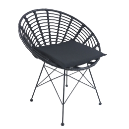 ΚΑΡΕΚΛΑ ΚΗΠΟΥ ARTELIBRE AELIUS ΜΑΥΡΟ ΜΕΤΑΛΛΟ/RATTAN 72X62X78CM